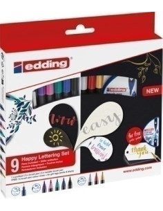 ROTULADOR FIBRA EDDING 1340 BRUSHPEN HAPPY LETTERING SET 92S