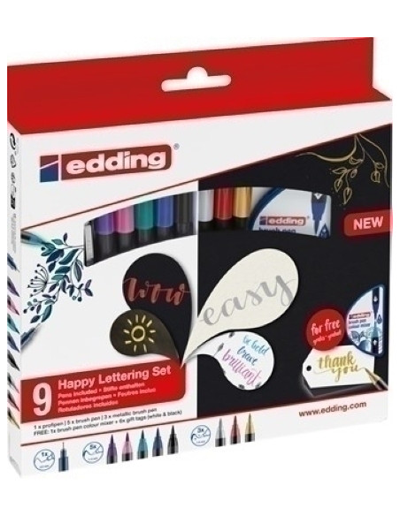 ROTULADOR FIBRA EDDING 1340 BRUSHPEN HAPPY LETTERING SET 92S