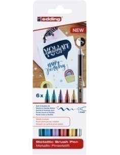 ROTULADOR FIBRA EDDING 1340 BRUSHPEN METALICOS SURTIDOS PACK DE 6