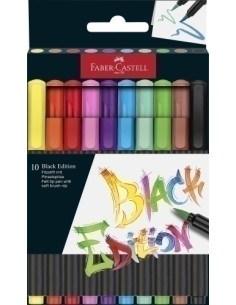 ROTULADOR FIBRA FABER-CASTELL BLACK EDITION PINCEL CAJA DE 10