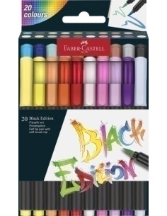 ROTULADOR FIBRA FABER-CASTELL BLACK EDITION PINCEL CAJA DE 20