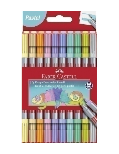 ROTULADOR FIBRA FABER-CASTELL DOBLE PUNTA PASTEL CAJA de 10