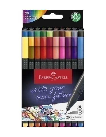 ROTULADOR FIBRA FABER-CASTELL GRIP FINEPEN 1516 ESTUCHE de 20