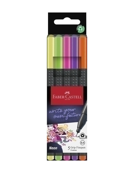 ROTULADOR FIBRA FABER-CASTELL GRIP FINEPEN 1516 PACK de 5 COLORES NEON