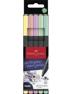 ROTULADOR FIBRA FABER-CASTELL GRIP FINEPEN 1516 PACK de 5 COLORES PASTELES