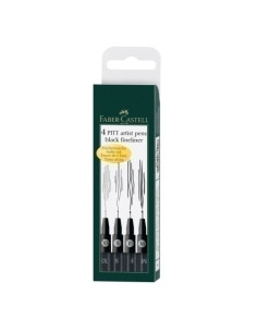ROTULADOR FIBRA FABER-CASTELL PITT ARTIST PENS NEGROS ESTUCHE DE 4 XS S F M