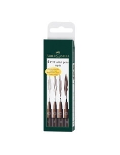 ROTULADOR FIBRA FABER-CASTELL PITT ARTIST PENS SEPIA ESTUCHE DE 4 S F M B
