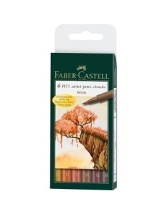 ROTULADOR FIBRA FABER-CASTELL PITT PINCEL BOLSA de 6 TONOS TIERRA