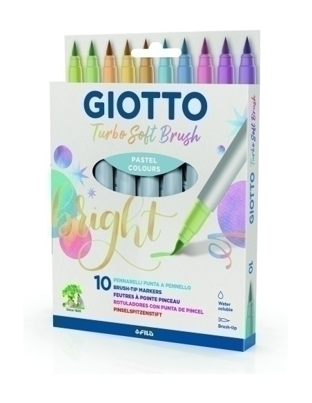 ROTULADOR FIBRA GIOTTO TURBO SOFT BRUSH PASTEL ESTUCHE DE 10