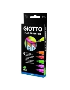 ROTULADOR FIBRA GIOTTO TURBO SOFT FLUOR BRUSH ESTUCHE DE 6
