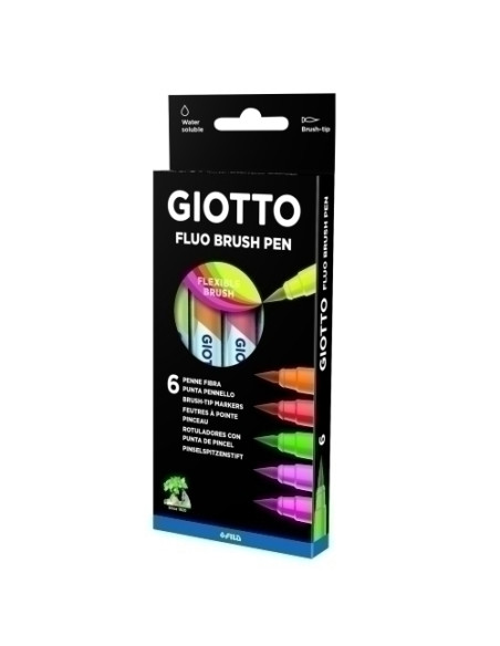 ROTULADOR FIBRA GIOTTO TURBO SOFT FLUOR BRUSH ESTUCHE DE 6