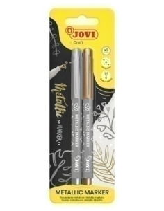 ROTULADOR FIBRA JOVI DECOR METALIC BLISTER DE 2 ORO y PLATA