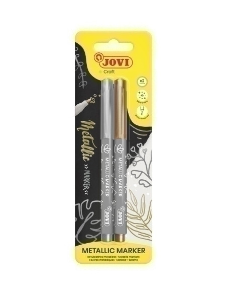 ROTULADOR FIBRA JOVI DECOR METALIC BLISTER DE 2 ORO y PLATA