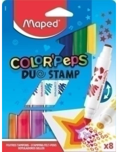 ROTULADOR FIBRA MAPED COLOR´PEPS DUO STAMP ULTRA LAVABLE ESTUCHE de 8