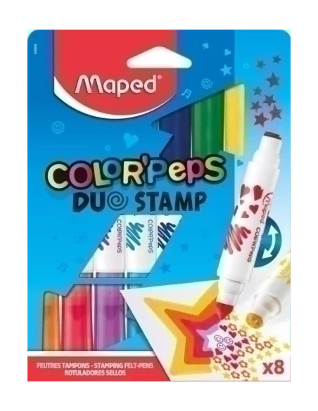 ROTULADOR FIBRA MAPED COLOR´PEPS DUO STAMP ULTRA LAVABLE ESTUCHE de 8