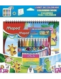 ROTULADOR FIBRA MAPED COLOR´PEPS JUNGLE ESTUCHE de 12  CUADERNO ACTIVIDADES
