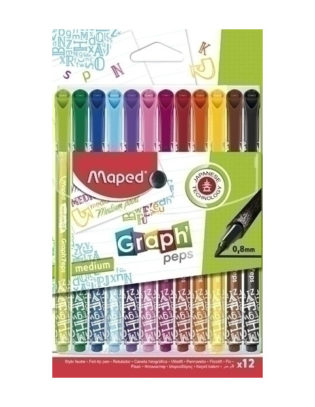 ROTULADOR FIBRA MAPED GRAPH PEPS DECO ESTUCHE de 12