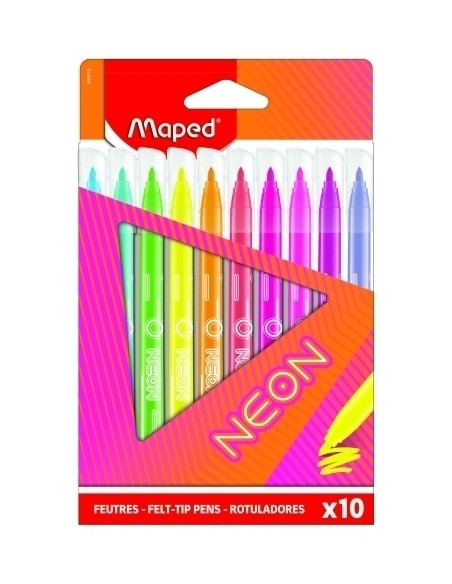 ROTULADOR FIBRA MAPED NEON ESTUCHE de 10