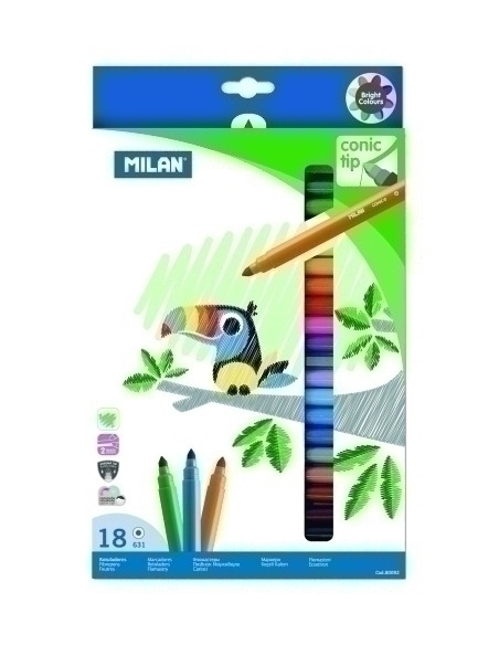 ROTULADOR FIBRA MILAN PUNTA CONICA ESTUCHE 18