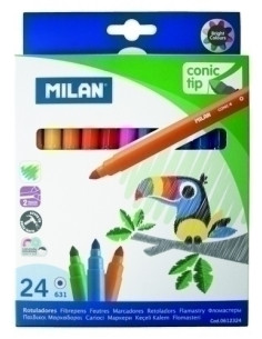 ROTULADOR FIBRA MILAN PUNTA CONICA ESTUCHE 24