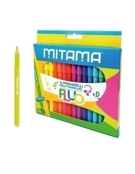 ROTULADOR FIBRA MITAMA SUPER FLUO 3mm CAJA de 16
