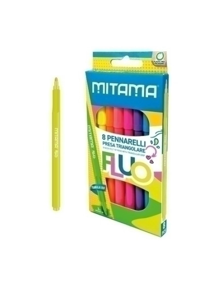 ROTULADOR FIBRA MITAMA SUPER FLUO 3mm CAJA de 8