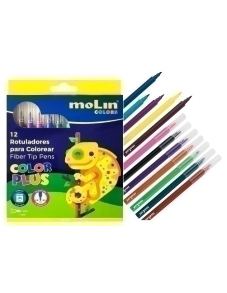 ROTULADOR FIBRA MOLIN COLOR PLUS ESTUCHE de 12