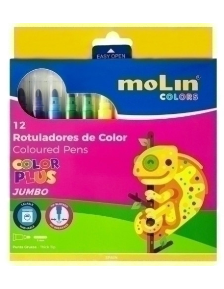 ROTULADOR FIBRA MOLIN COLOR PLUS JUMBO ESTUCHE de 12