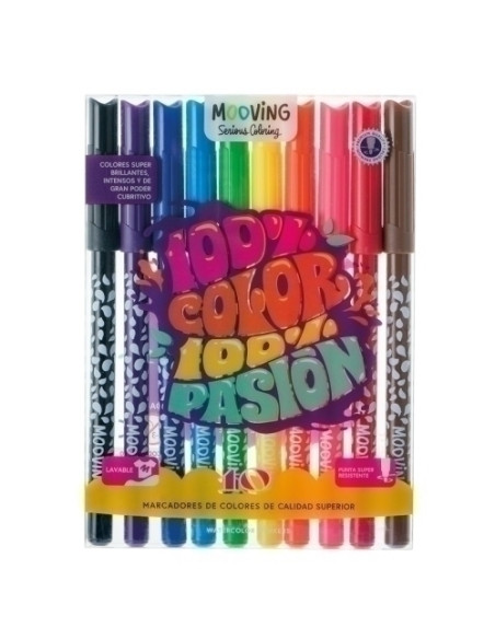 ROTULADOR FIBRA MOOVING COLORES BRILLANTES ESTUCHE de 10