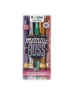 ROTULADOR FIBRA MOOVING COLORES METALICOS ESTUCHE de 5