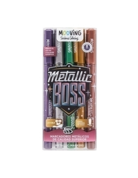 ROTULADOR FIBRA MOOVING COLORES METALICOS ESTUCHE de 5