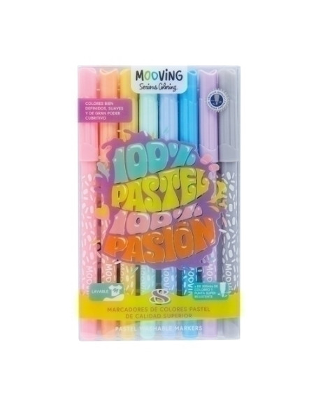 ROTULADOR FIBRA MOOVING COLORES PASTEL ESTUCHE de 8