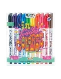 ROTULADOR FIBRA MOOVING FINELINER COLORES BRILLANTES ESTUCHE de 10