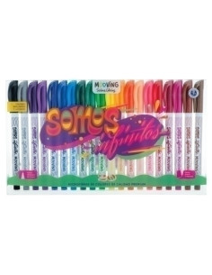 ROTULADOR FIBRA MOOVING FINELINER COLORES BRILLANTES ESTUCHE de 20