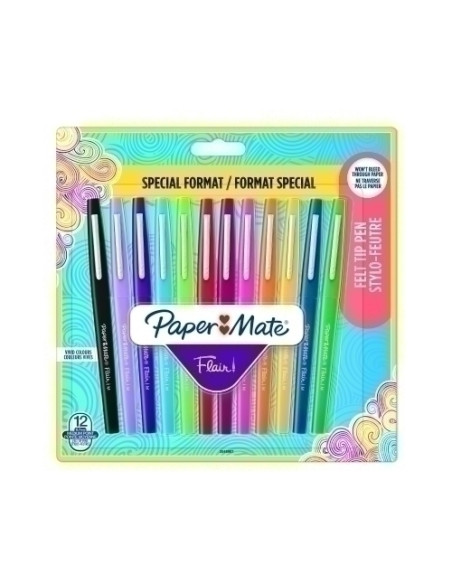 ROTULADOR FIBRA PAPER MATE BASICOS SURTIDO BLISTER de 12