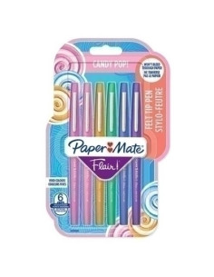 ROTULADOR FIBRA PAPER MATE CANDY POP SURTIDO BLISTER de 6