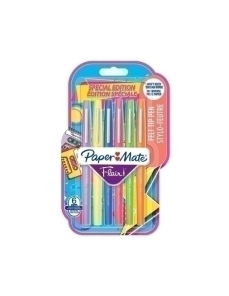 ROTULADOR FIBRA PAPER MATE FLAIR ORIGM 11  RETRO BLISTER de 6