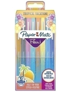 ROTULADOR FIBRA PAPER MATE FLAIR ORIGM 11  TROPICAL VACATION BLISTER DE 16