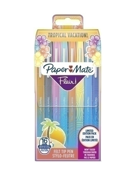 ROTULADOR FIBRA PAPER MATE FLAIR ORIGM 11  TROPICAL VACATION BLISTER DE 16