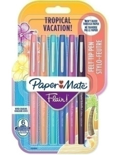 ROTULADOR FIBRA PAPER MATE TROPICAL VACATION SURTIDO BLISTER de 6