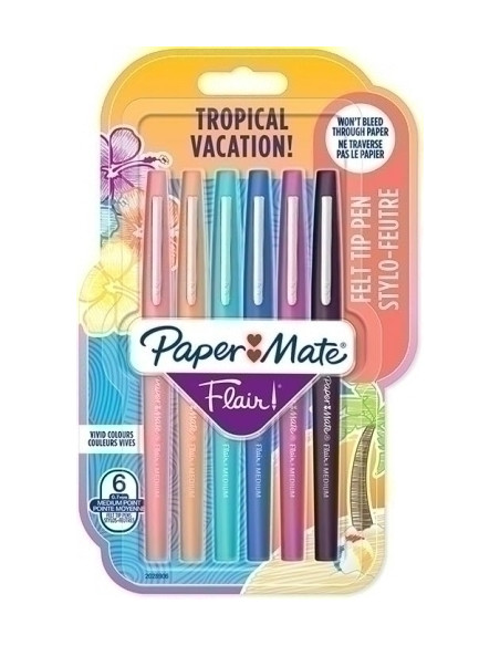 ROTULADOR FIBRA PAPER MATE TROPICAL VACATION SURTIDO BLISTER de 6