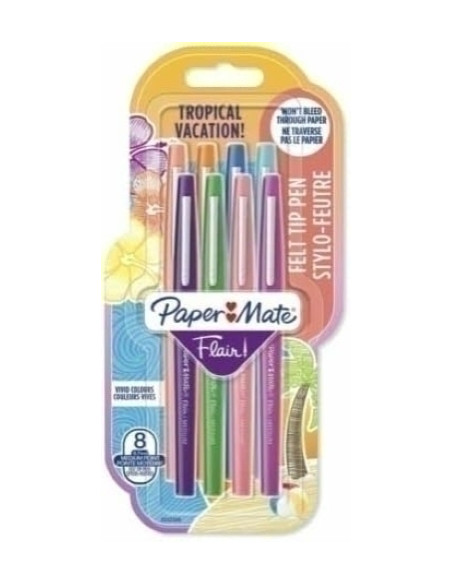 ROTULADOR FIBRA PAPER MATE TROPICAL VACATION SURTIDO BLISTER de 8