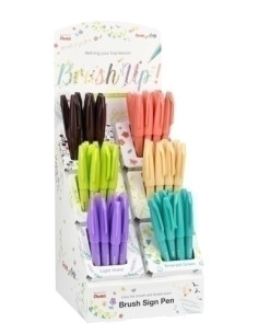 ROTULADOR FIBRA PENTEL TOUCH PUNTA PINCEL SURTIDO EXPOSITOR de 60