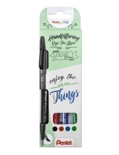 ROTULADOR FIBRA PENTEL TOUCH COLORES BASICOS ESTUCHE de 4