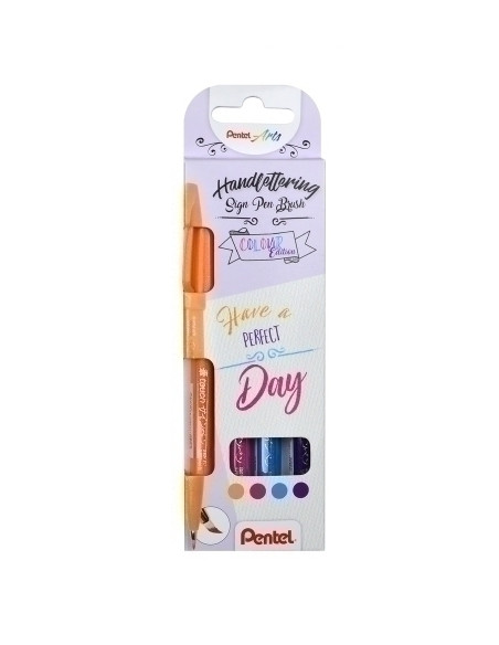 ROTULADOR FIBRA PENTEL TOUCH COLORES FUERTES ESTUCHE de 4