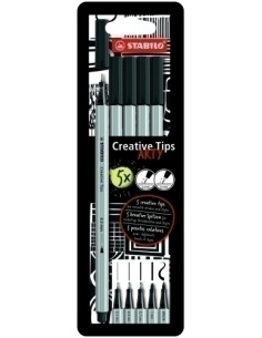 ROTULADOR FIBRA STABILO CREATIVE TIPS ARTY LINE CAJA CARTON de 5