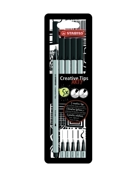 ROTULADOR FIBRA STABILO CREATIVE TIPS ARTY LINE CAJA CARTON de 5