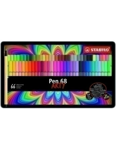 ROTULADOR FIBRA STABILO PEN 68 ARTY LINE ESTUCHE METAL DE 66