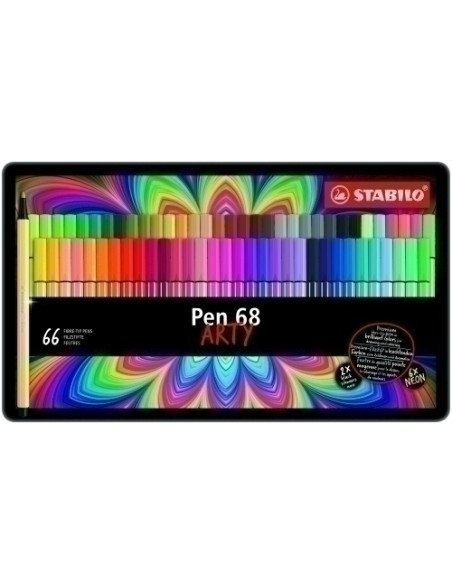 ROTULADOR FIBRA STABILO PEN 68 ARTY LINE ESTUCHE METAL DE 66