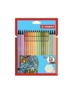 ROTULADOR FIBRA STABILO PEN 68 CAJA CARTON de 18